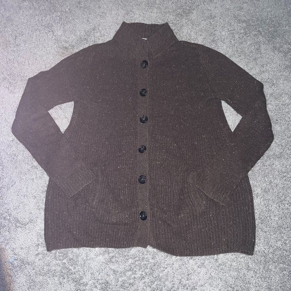 Michael Kors Women's Medium Button Down Cardigan Sweater Brown w/ Flecks Flecked - Picture 1 of 5